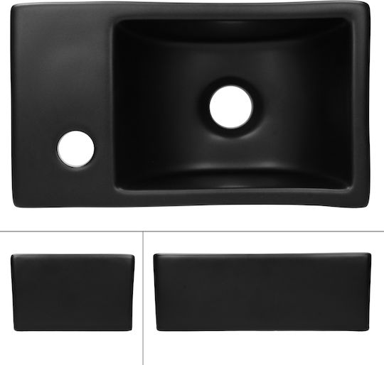 ML-Design Επικαθήμενος Νιπτήρας Κεραμικός 35.5x20.5x12.5cm Μαύρος