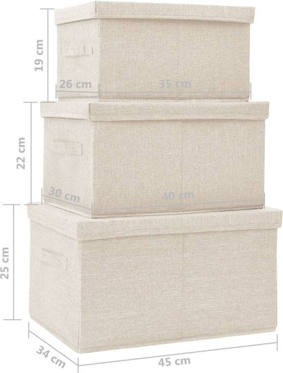 vidaXL Paper Storage Box with Lid Transparent 3pcs