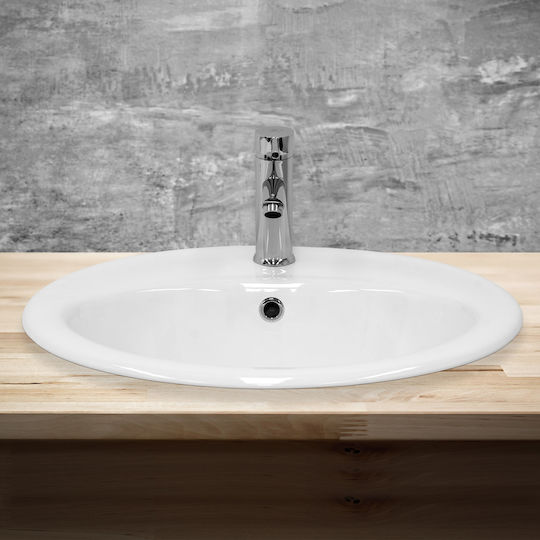 ML-Design Ένθετος Νιπτήρας Κεραμικός 57x48.5x19.5cm Λευκός