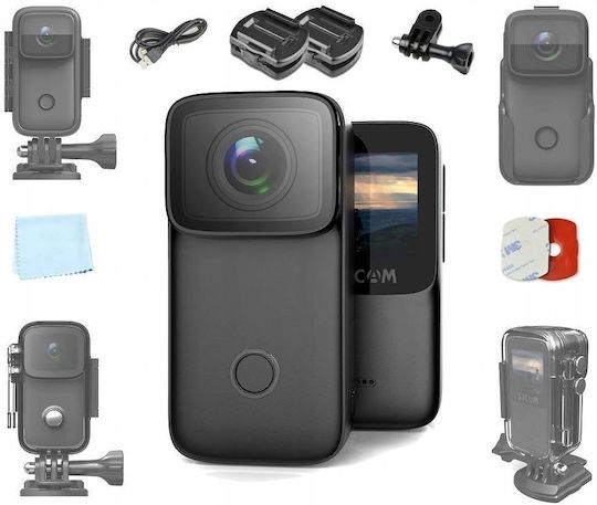 SJCAM C200 Action Camera 4K Ultra HD 360° Underwater Shooting (With Case) Standard With 1.28" Screen And Wi-Fi Black