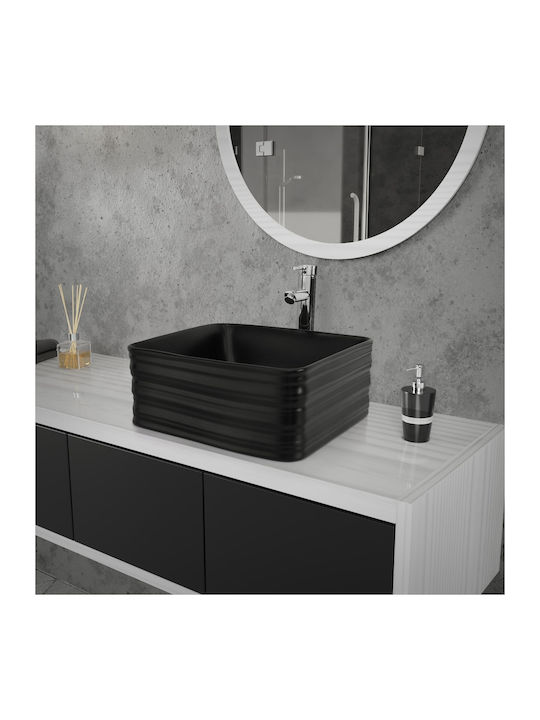 ML-Design Επικαθήμενος Νιπτήρας Κεραμικός 39x39x15cm Μαύρος