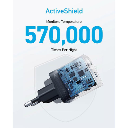 Anker Încărcător Fără Cablu cu Port USB-A și Port USB-C 33W Livrarea energiei Negruς (323)