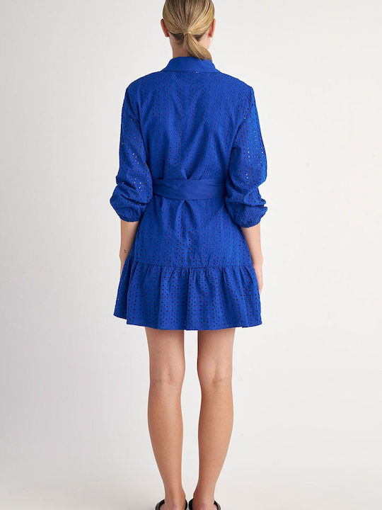 SugarFree Sommer Mini Hemdkleid Kleid Blau