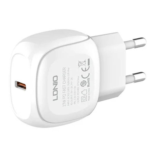 Ldnio Charger with USB-C Port and Cable USB-C - USB-C 27W Whites (A1206C)