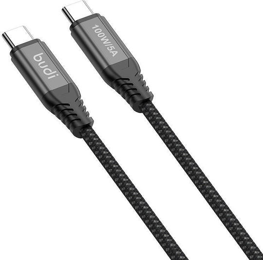 Budi Braided USB 2.0 Cable USB-C male - USB-C 100W Black 3m