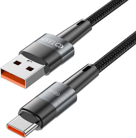 Tech-Protect Ultraboost Braided USB 2.0 Cable USB-C Male - USB-A 66W PD Gray 1m