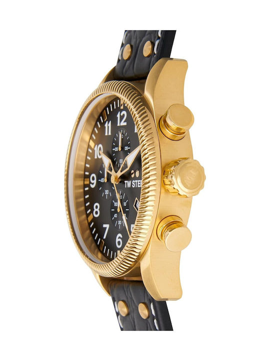 TW Steel Volante Men's Watch 48mm Chronograph Battery with Black Leather Strap