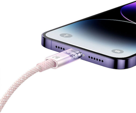Baseus Explorer Braided USB-A to Lightning Cable 20W Ροζ 1m (CATS010004)