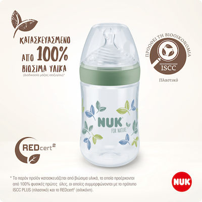 Nuk Plastic Bottle Nature Anti-Colic with Silicone Nipple for 6-18 months Transparent-Green 260ml 1pcs