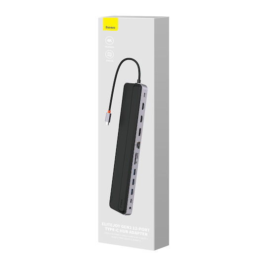 Baseus EliteJoy Gen2 USB-C Docking Station με HDMI/DisplayPort 4K PD Ethernet και σύνδεση 2 Οθονών Γκρι