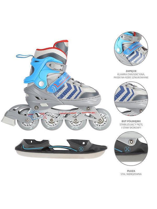 Inline Skates NH18192 Inline Αυξομειούμενα Rollers Γκρι Παιδικά