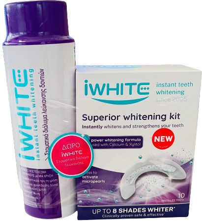 iWhite Superior Whitening Kit Λεύκανσης Δοντιών με Μασελάκι & Στοματικό Διάλυμα 500ml 10τμχ