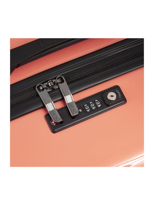 Delsey Ophelie Large Hard Suitcase Coral Pink with 4 Wheels Height 77cm