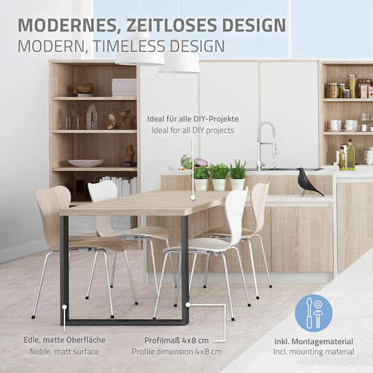 ECD Germany Metallic Furniture Legs 2 Pieces Suitable for Table / Coffee Table / Office 70x72cm Gray