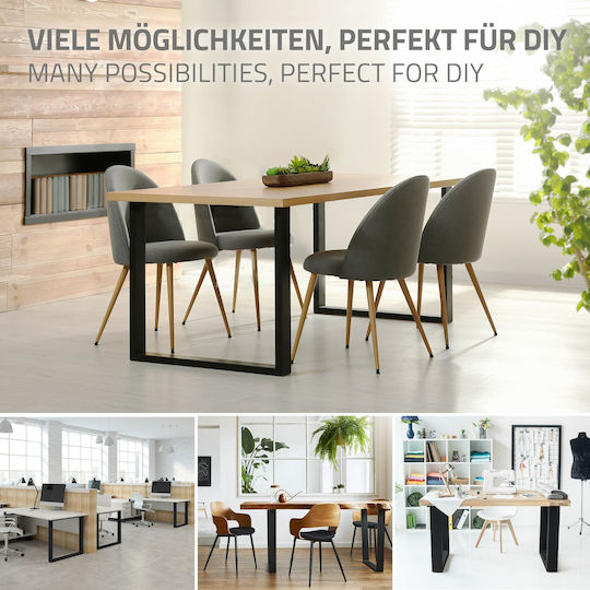 ECD Germany Metallic Furniture Leg 2 Pieces Suitable for Table / Coffee Table / Office 60x72cm Black