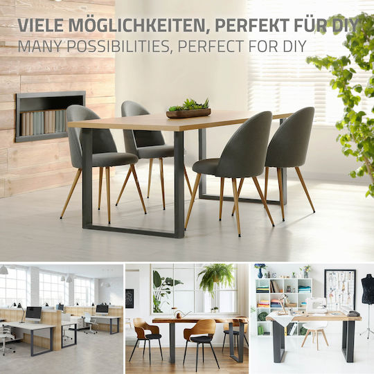 ECD Germany Metallic Furniture Legs 2 Pieces Suitable for Table / Coffee Table / Office 70x72cm Gray