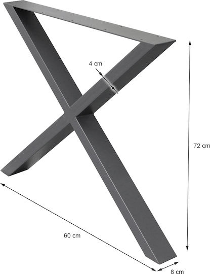 ECD Germany Xdesign Picior De Mobilier Din Lemn Potrivit Pentru Masă / Măsuță 60x72cm Gri