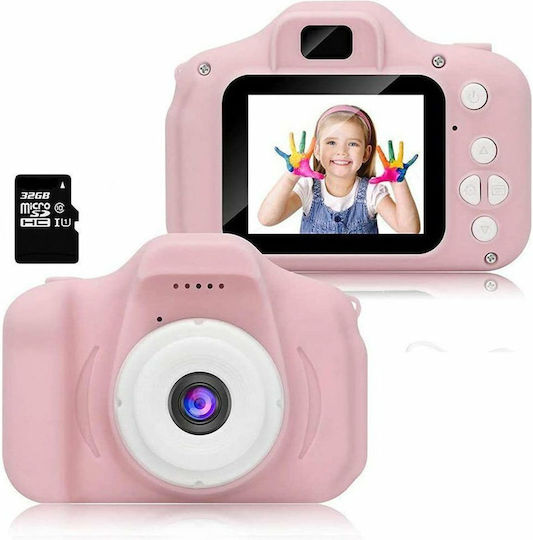 Children Mini Camera Compact Φωτογραφική Μηχανή 3MP με Οθόνη 2" Ροζ