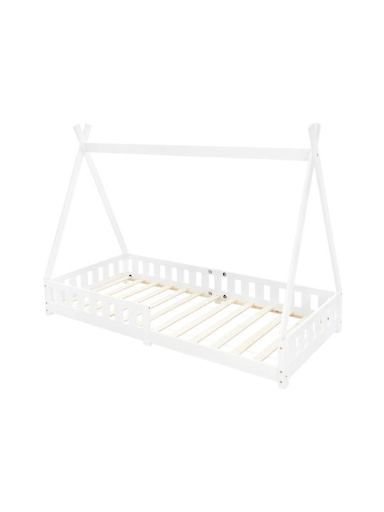 Kinderbett Montessori Einzeln Weiß für Matratze 90x200cm