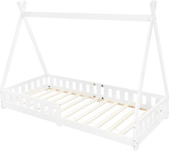 Kids Bed Montessori Single White for Mattress 90x200cm