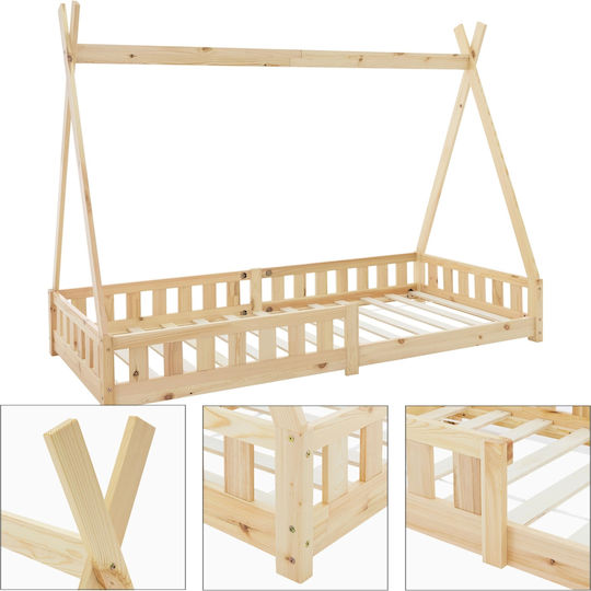 Pat pentru Copii Montessori Single Maro pentru Saltea 90x200cm