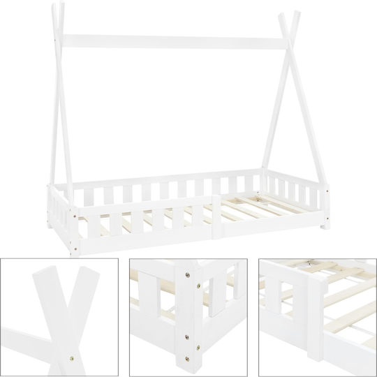 Kinderbett Montessori Einzeln Weiß für Matratze 80x160cm