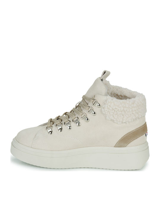 Γυναικεία Flatforms Μποτάκια Λευκά