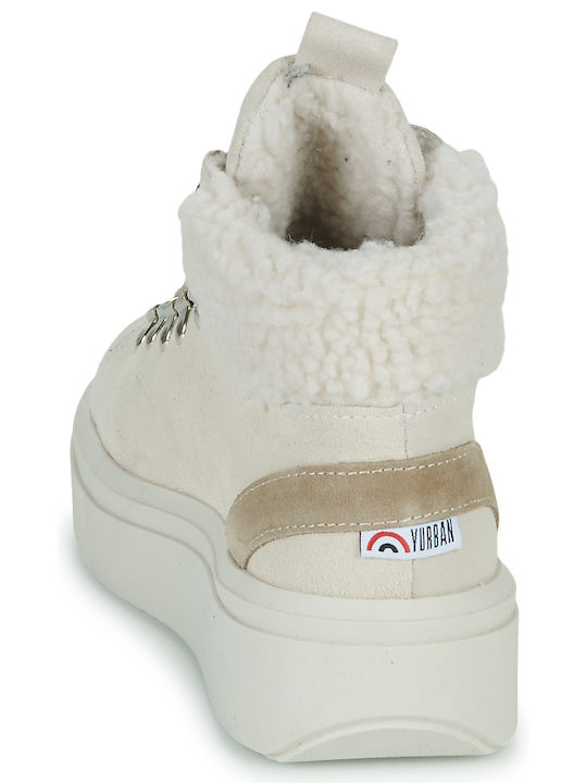 Γυναικεία Flatforms Μποτάκια Λευκά