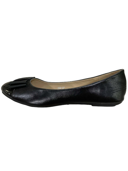 Ustyle Patent Leather Ballerinas Black