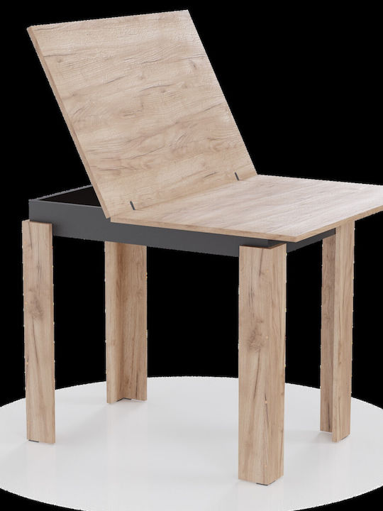 Family Table Kitchen Extendable Wooden Gold Oak-carbon black 90x60x77cm