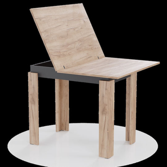 Family Table Kitchen Extendable Wooden Gold Oak-carbon black 90x60x77cm