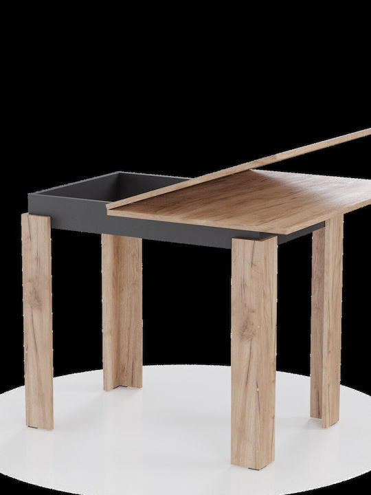 Family Table Kitchen Extendable Wooden Gold Oak-carbon black 90x60x77cm