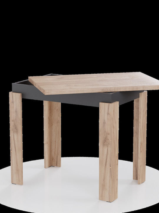 Family Table Kitchen Extendable Wooden Gold Oak-carbon black 90x60x77cm