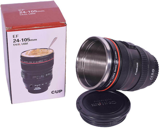 Artifact Cană Plastic cu Capac Neagră 400ml
