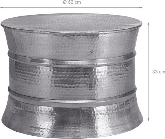 Rundes Zentral Kaffeetisch Aluminium Silber M62xL62xH33cm