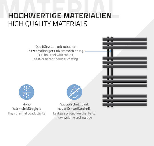 ECD Germany Iron EM Elektrische Handtuchheizkörper 300W 100x60cm Graue