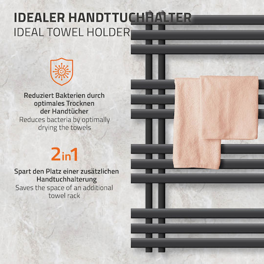 ECD Germany Iron EM Elektrische Handtuchheizkörper 300W 100x60cm Graue