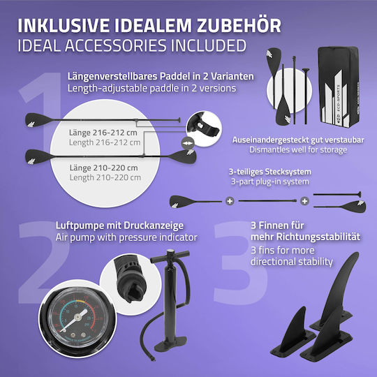 EDC Inflatable SUP Board with Length 3.2m Black