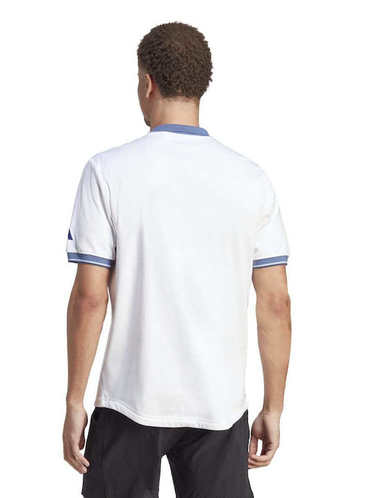 Adidas Ανδρικό Αθλητικό T-shirt Κοντομάνικο Polo Λευκό