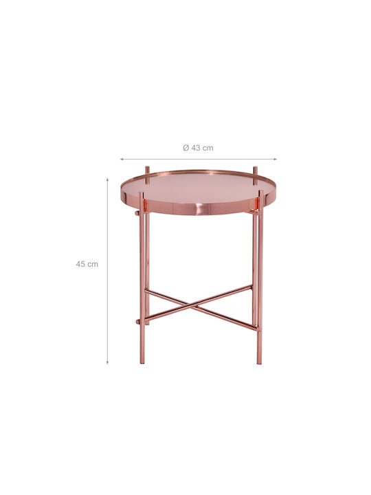 Masă Laterală Rotundă Mese De Cafea Din Sticlă Roz L43xL43xÎnălțime45cm