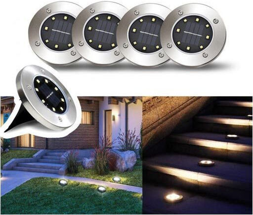 Set of 4 Stake Solar Lights with Natural White Light 4000K IP67 11.5cmx11.5cmx13cmcm