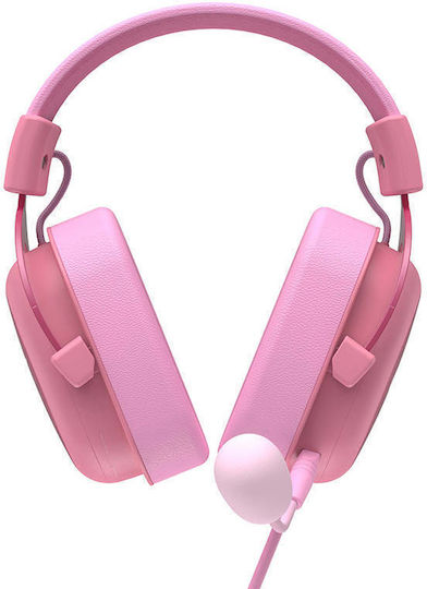 Havit H2002D Over Ear Gaming Headset με σύνδεση 3.5mm Ροζ