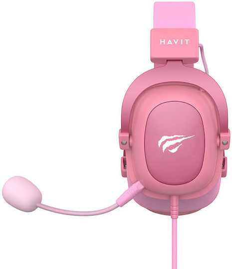 Havit H2002D Over Ear Gaming Headset με σύνδεση 3.5mm Ροζ