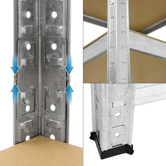 ECD Germany Raft Colț Dexion Galvanizat 70x40x180 cm Cu 5 Rafturi Rezistență Totală 750 kg