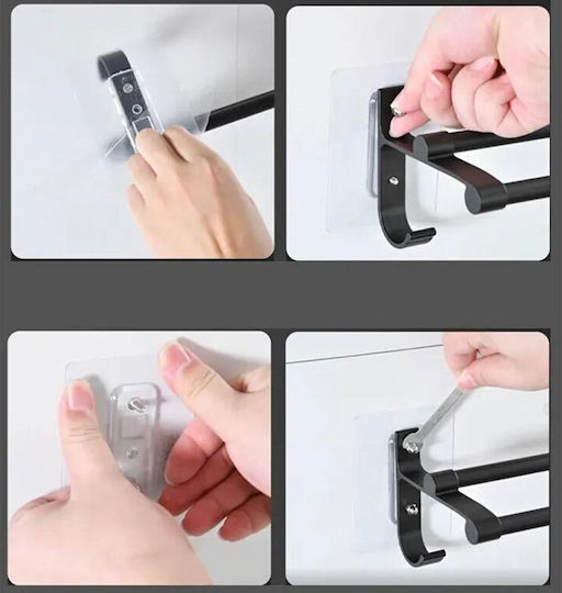 Ράγα Μπάνιου Διπλή Επιτοίχια με Βίδες ​60x60cm Inox Ασημί