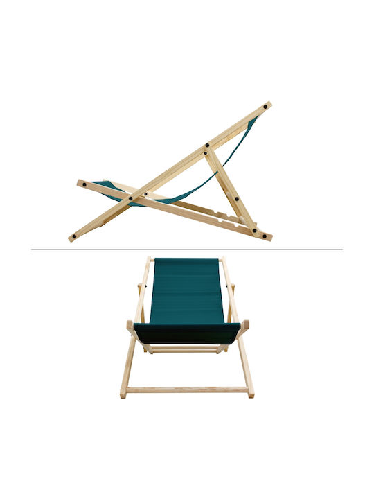 Deckchairs Wooden with Green Fabric 2pcs 117x52x10cm