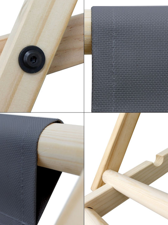 Liegestühle Holz mit Gray Stoff 117x52x10cm