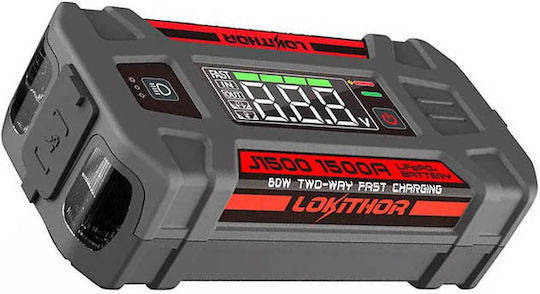 Lokithor J1500 Φορητός Εκκινητής Μπαταρίας Αυτοκινήτου 12000mAh με Power Bank / USB / Φακό 12V