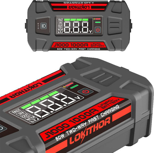 Lokithor J1000 Portable Car Battery Jump Starter 1000A with Power Bank / USB 12V
