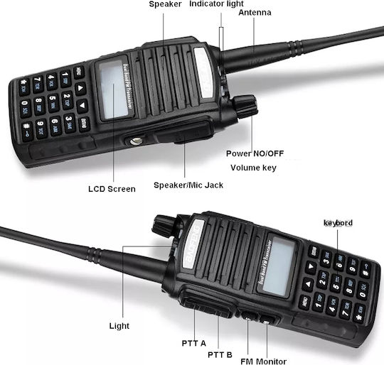 Baofeng UV-82 Ασύρματος Πομποδέκτης UHF/VHF 5W με Μονόχρωμη Οθόνη